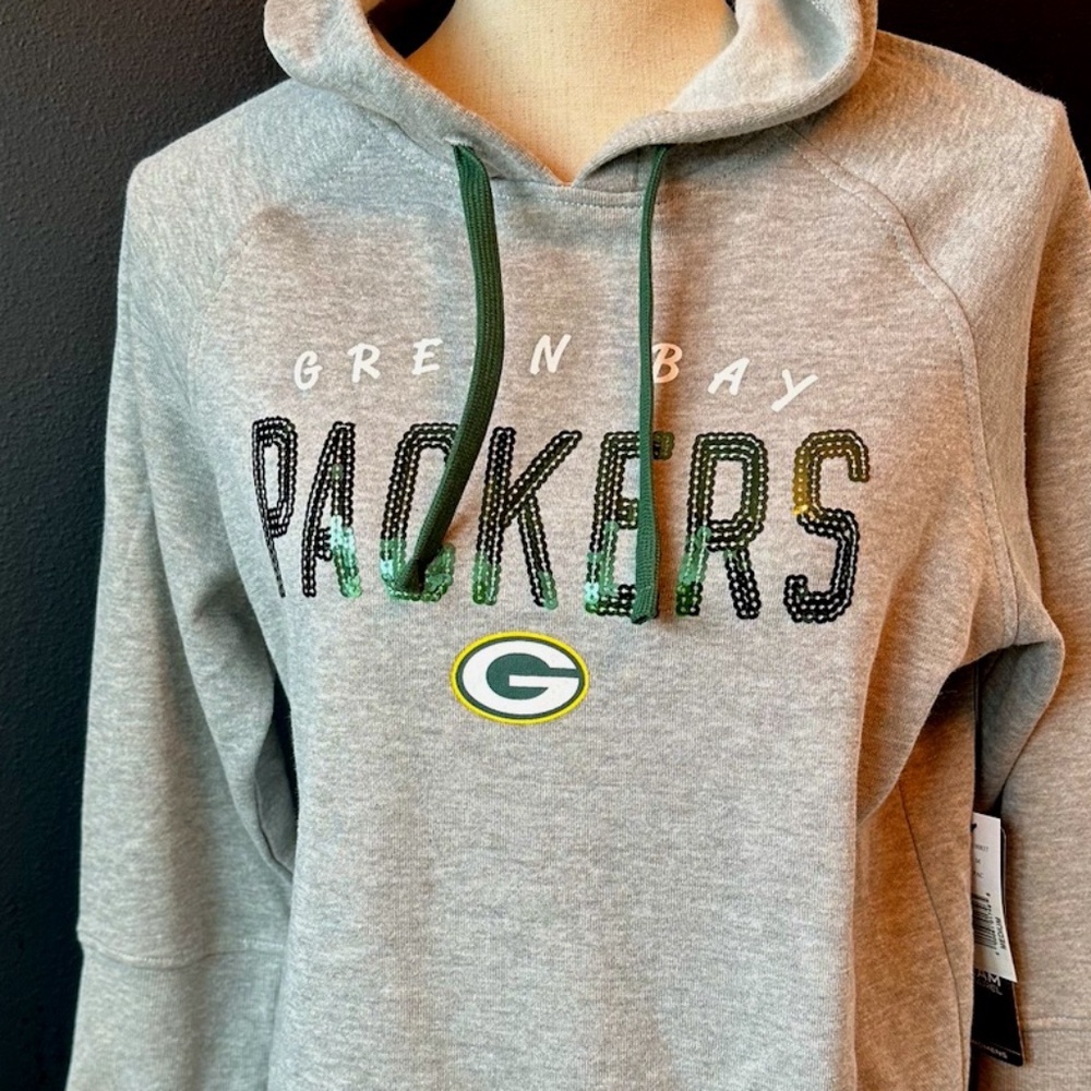 NFL, GREEN BAY PACKERS WOMEN'S GREY HOODED SWEATSHIRT, NWT, Medium